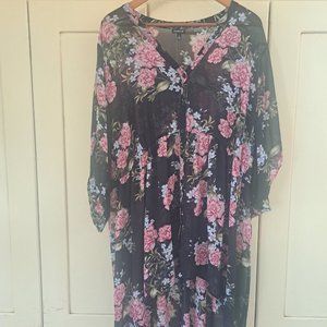 Torrid sheer black floral high low blouse size 5x